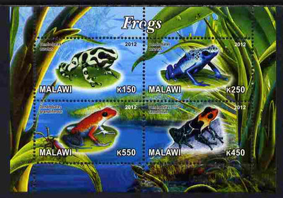 Malawi 2012 Frogs #1 perf sheetlet containing 4 values unmounted mint