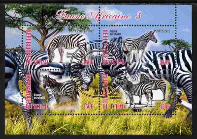 Chad 2012 African Fauna #03 perf sheetlet containing 4 values cto used