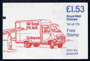 Great Britain 1985 Royal Mail 350 Years £1.53 booklet complete with cyl numbers (Datapost Van, Plane & Concorde) SG FT4