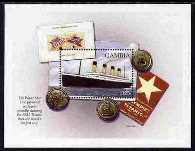 Gambia 1998 RMS Titanic Commemoration perf m/sheet #1 unmounted mint SG MS 2927a