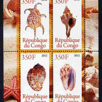 Congo 2012 Shells perf sheetlet containing 4 values unmounted mint