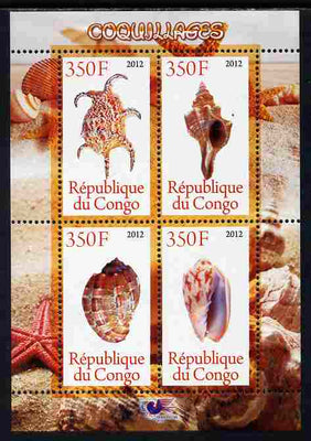 Congo 2012 Shells perf sheetlet containing 4 values unmounted mint