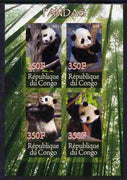Congo 2012 Pandas imperf sheetlet containing 4 values unmounted mint