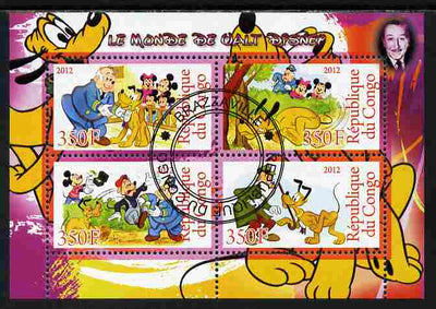 Congo 2012 Disney Cartoons #1 perf sheetlet containing 4 values cto used