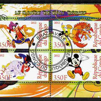 Congo 2012 Disney Cartoons #2 perf sheetlet containing 4 values cto used