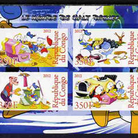 Congo 2012 Disney Cartoons #3 imperf sheetlet containing 4 values unmounted mint