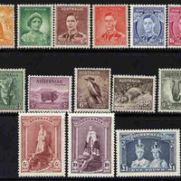 Australia 1937-49 KG6 definitive set complete 1/2d to £1 P13.5x14, 14 values mounted mint, SG 164-78