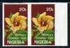 Nigeria 1987 Flowers - Hibiscus 20k imperf marginal pair unmounted mint (believed to be previously unrecorded imperf) as SG544