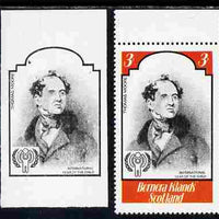 Bernera 1979 Int Year of the Child - Writers - Thomas Moore 3p imperf proof in black only complete with perf label as issued both unmounted mint