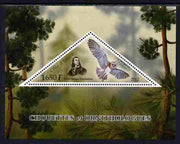 Ivory Coast 2012 Owls & Ornithologists (Audubon) perf s/sheet containing large triangular value unmounted mint