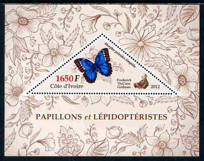 Ivory Coast 2012 Butterflies perf s/sheet containing large triangular value unmounted mint