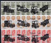 Touva - Early Cars opt set of 12 values (3 composite units) each unit opt'd on,block of 20 Russian defs (total 60 stamps) unmounted mint
