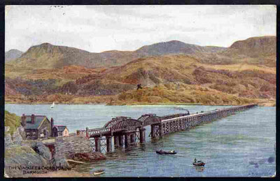 Postcard Viaduct & Cader Idris published by Salmon based on watercolour by A R Quinton 1926 usage and fine