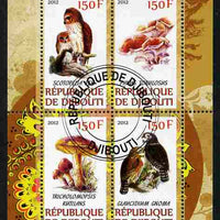 Djibouti 2012 Mushrooms & Owls #1 perf sheetlet containing 4 values cto used