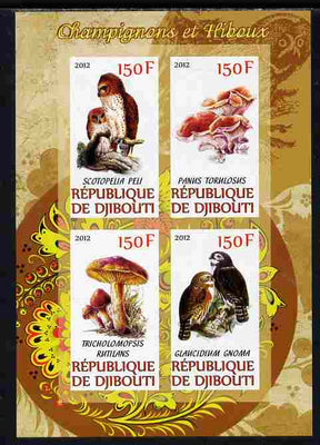 Djibouti 2012 Mushrooms & Owls #1 imperf sheetlet containing 4 values unmounted mint