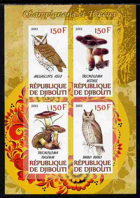 Djibouti 2012 Mushrooms & Owls #2 imperf sheetlet containing 4 values unmounted mint