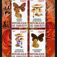 Djibouti 2012 Mushrooms & Butterflies #1 perf sheetlet containing 4 values unmounted mint