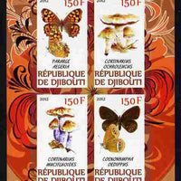 Djibouti 2012 Mushrooms & Butterflies #1 imperf sheetlet containing 4 values unmounted mint