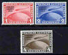 Germany 1931 Zeppelin Polar Flight set of 3 reprints stamped 'Privater Nachdruck' on reverse, unmounted mint as SG 469-71 originals cat £900