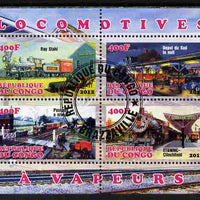 Congo 2012 Steam Locomotives perf sheetlet containing 4 values fine cto used
