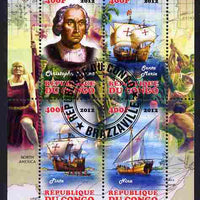Congo 2012 Christopher Columbus perf sheetlet containing 4 values fine cto used