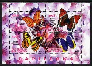 Congo 2012 Butterflies #3 perf sheetlet containing 4 values fine cto used