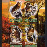 Congo 2012 Owls perf sheetlet containing 4 values fine cto used