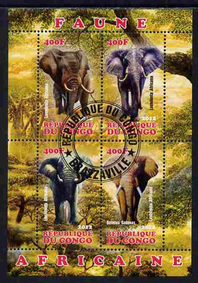 Congo 2012 Elephants perf sheetlet containing 4 values fine cto used