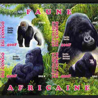 Congo 2012 Gorillas imperf sheetlet containing 4 values unmounted mint