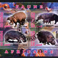 Congo 2012 Hippopotamus perf sheetlet containing 4 values fine cto used