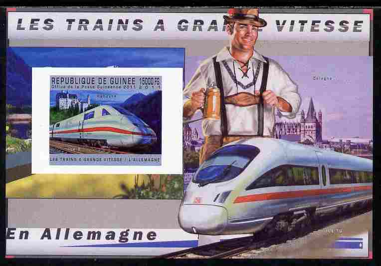 Guinea - Conakry 2011 High Speed Trains of Germany #1 imperf deluxe sheet unmounted mint. Note this item is privately produced and is offered purely on its thematic appeal