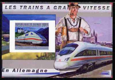 Guinea - Conakry 2011 High Speed Trains of Germany #1 imperf deluxe sheet unmounted mint. Note this item is privately produced and is offered purely on its thematic appeal