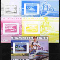 Guinea - Conakry 2011 High Speed Trains of Germany #1 deluxe sheet - the set of 5 imperf progressive proofs comprising the 4 individual colours plus all 4-colour composite, unmounted mint