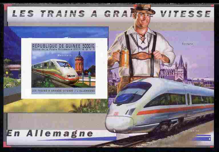 Guinea - Conakry 2011 High Speed Trains of Germany #2 imperf deluxe sheet unmounted mint. Note this item is privately produced and is offered purely on its thematic appeal