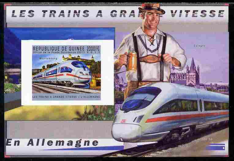 Guinea - Conakry 2011 High Speed Trains of Germany #3 imperf deluxe sheet unmounted mint. Note this item is privately produced and is offered purely on its thematic appeal