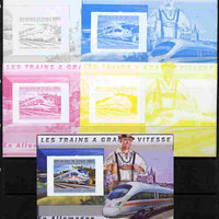 Guinea - Conakry 2011 High Speed Trains of Germany #3 deluxe sheet - the set of 5 imperf progressive proofs comprising the 4 individual colours plus all 4-colour composite, unmounted mint