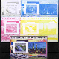 Guinea - Conakry 2011 High Speed Trains of China #2 deluxe sheet - the set of 5 imperf progressive proofs comprising the 4 individual colours plus all 4-colour composite, unmounted mint