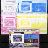 Guinea - Conakry 2011 High Speed Trains of China #3 deluxe sheet - the set of 5 imperf progressive proofs comprising the 4 individual colours plus all 4-colour composite, unmounted mint