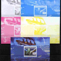 Guinea - Conakry 2011 Sinking of the Titanic #3 deluxe sheet - the set of 5 imperf progressive proofs comprising the 4 individual colours plus all 4-colour composite, unmounted mint