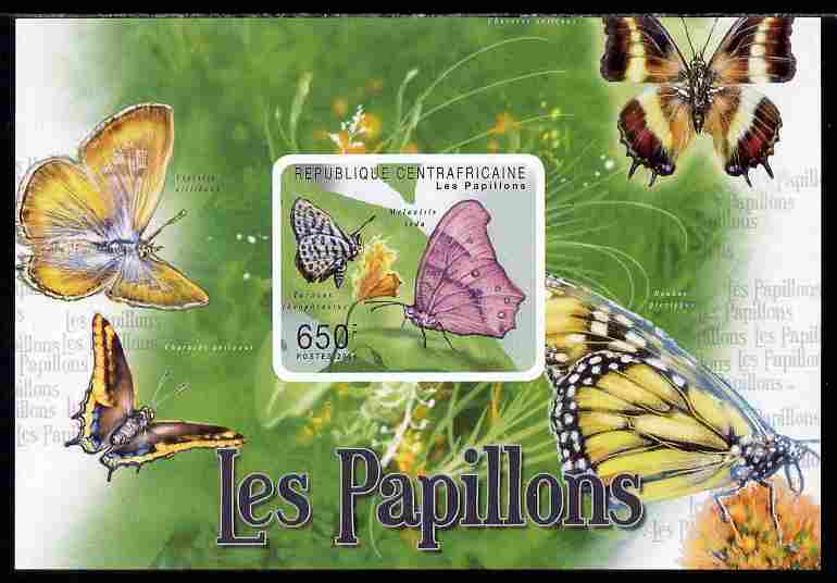 Central African Republic 2011 Butterflies #2 imperf deluxe sheet unmounted mint. Note this item is privately produced and is offered purely on its thematic appeal