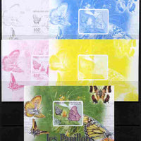 Central African Republic 2011 Butterflies #2 deluxe sheet - the set of 5 imperf progressive proofs comprising the 4 individual colours plus all 4-colour composite, unmounted mint