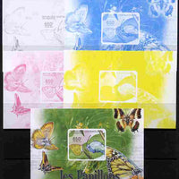Central African Republic 2011 Butterflies #4 deluxe sheet - the set of 5 imperf progressive proofs comprising the 4 individual colours plus all 4-colour composite, unmounted mint
