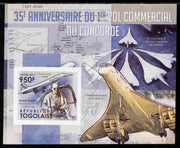 Togo 2011 35th Anniversary of 1st Commercial Flight of Concorde #1 imperf deluxe sheet unmounted mint. Note this item is privately produced and is offered purely on its thematic appeal