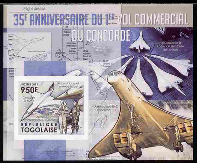 Togo 2011 35th Anniversary of 1st Commercial Flight of Concorde #2 imperf deluxe sheet unmounted mint. Note this item is privately produced and is offered purely on its thematic appeal