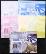 Togo 2011 35th Anniversary of 1st Commercial Flight of Concorde #3 deluxe sheet - the set of 5 imperf progressive proofs comprising the 4 individual colours plus all 4-colour composite, unmounted mint