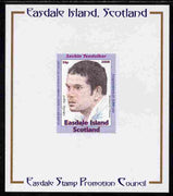 Easdale 2008 Sachin Tendulkar (cricketer) 36p (looking to left - blue border) mounted on Publicity proof card issued by the Easdale Stamp Promotion Council