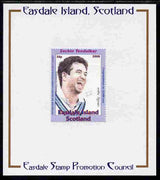 Easdale 2008 Sachin Tendulkar (cricketer) 36p (looking to right - blue border) mounted on Publicity proof card issued by the Easdale Stamp Promotion Council