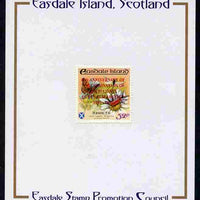 Easdale 1993 40th Anniversary of Coronation overprinted in red on Flora & Fauna perf 52p (Butterfly & Insects) mounted on Publicity proof card issued by the Easdale Stamp Promotion Council