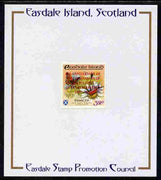 Easdale 1993 40th Anniversary of Coronation overprinted in red on Flora & Fauna perf 52p (Butterfly & Insects) mounted on Publicity proof card issued by the Easdale Stamp Promotion Council