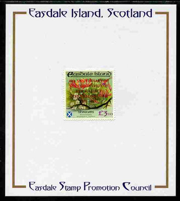 Easdale 1993 40th Anniversary of Coronation overprinted in red on Flora & Fauna perf £3.10 (Shrubs) mounted on Publicity proof card issued by the Easdale Stamp Promotion Council